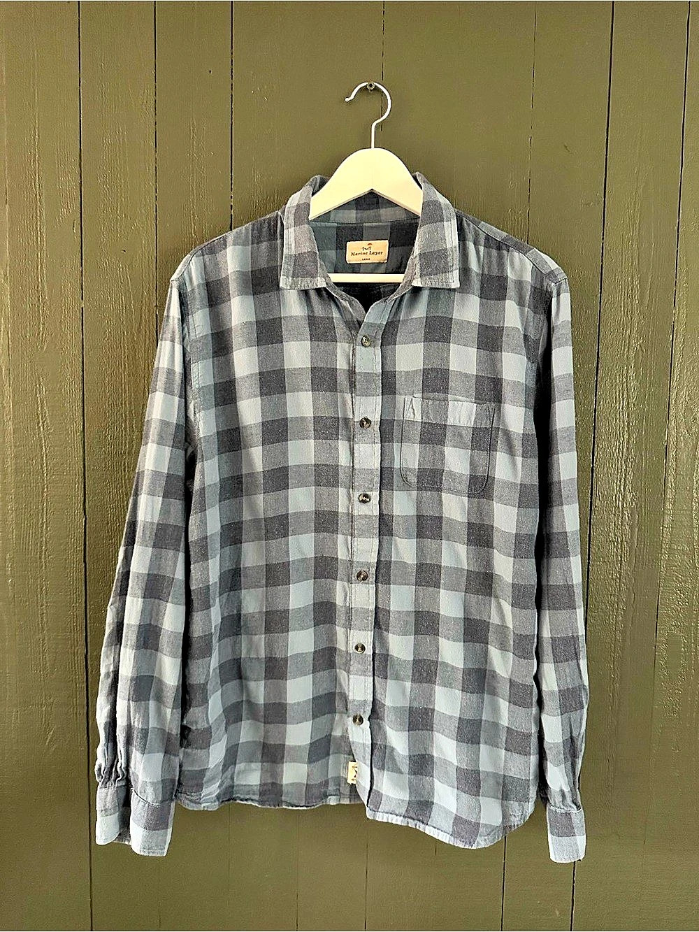 Marine Layer Men's Blue Buffalo Check Button Down